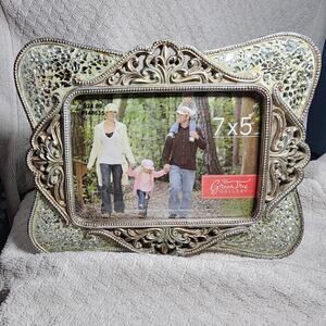 Green Tree Gallery Mirror Mosaic Glass Ornate Silver Photo Frames 5x7
